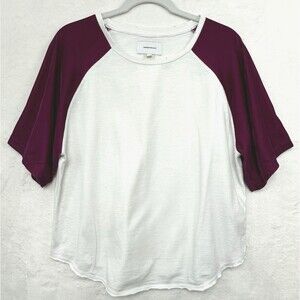Current/Elliot Velvet Raglan Sleeve Tee TShirt Womens Sz 2 Medium Burgundy White